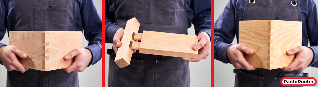 Przykładowe połączenia wykonane na Pantorouterze | źródło: pantorouter.com Połączenia na jaskółczy ogon i czopowe (na wpusty)