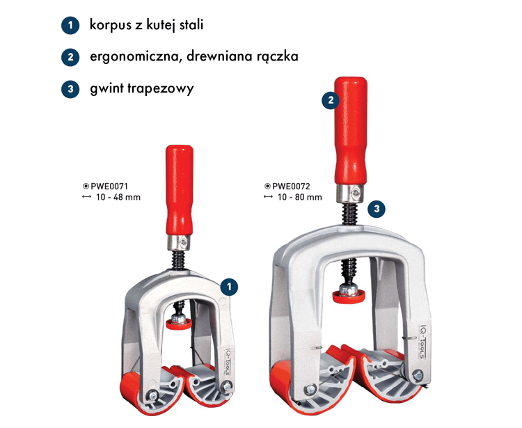 Lekki i wytrzymałe śrubowe ściski stolarskie z aluminium 10-48/80 mm Śrubowe ściski stolarskie z aluminium 10-48/80 mm