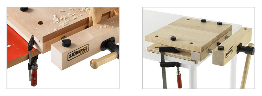 Zobacz jak bezpiecznie zamocować imadło Smart Vise Sjobergs | agencja-amk.pl Mocowanie imadła do blatu przy pomocy ścisków stolarskich