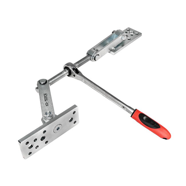 Ścisk ciesielski z grzechotką, przykręcany do drewna z obrotową płytą 360°