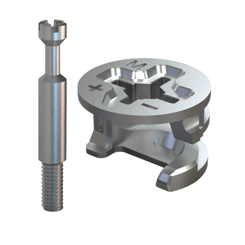 Mimośród Ø15x10 mm do płyty 12 mm + trzpień M4 24 mm - 10 kpl.