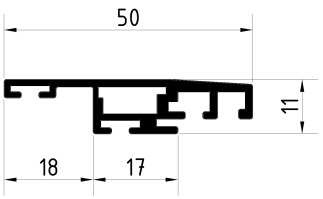 Profil aluminiowy ramy naturalny z kołnierzem 18 mm (1szt.=3m)