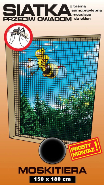 Moskitiera poliestrowa czarna 150X180cm z taśmą samoprzylepną