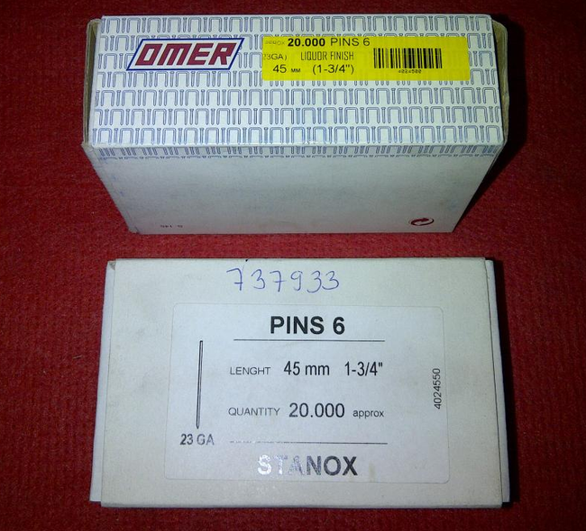 Sztyfty 0,65 x 45 mm brązowione (op. 20 000 szt.)