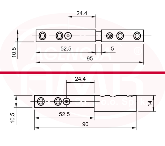 Zawias do moskitiery drzwiowej z PCV ze sprężyną (samozamykaczem)