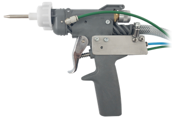 Pneumatyczny pistolet klejowy z uchwytem pistoletowym i przyłączem do dysz