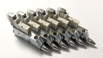 Pneumatyczny pistolet z elektrozaworem i krótką dyszą, wykonany z stali nierdzewnej