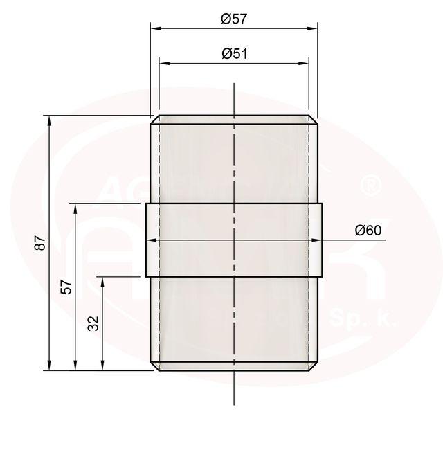 Łącznik przezroczysty do węży elastycznych ⌀ 2.5" - wewnętrzny