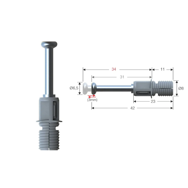 Śruby mimośrodowe Dufix ⌀8 x 24 mm