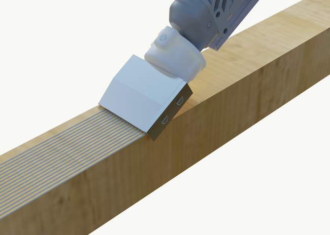 Dysza do wąskich płaszczyzn z bocznym ogranicznikiem, regulacja szerokości nakładania w zakresie 40-60 mm