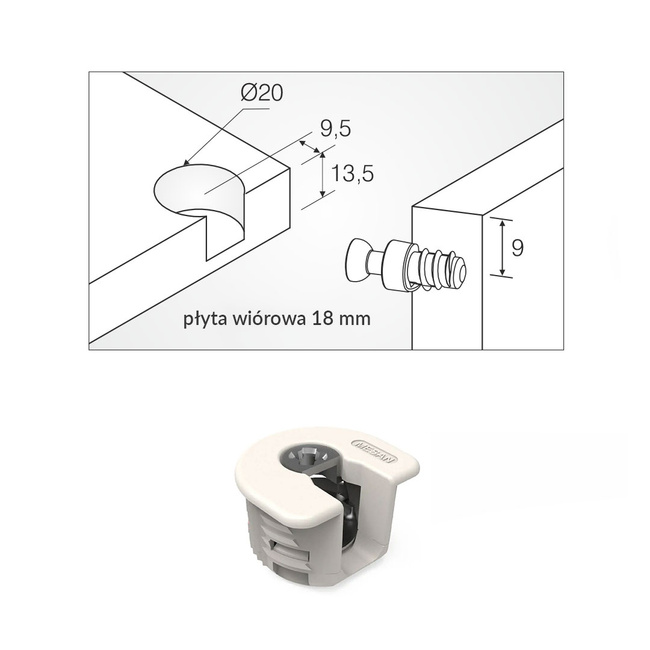 Korpus złącza RAFFIX 20 Locked Biały