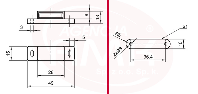 Zatrzask magnetyczny do moskitiery RAL