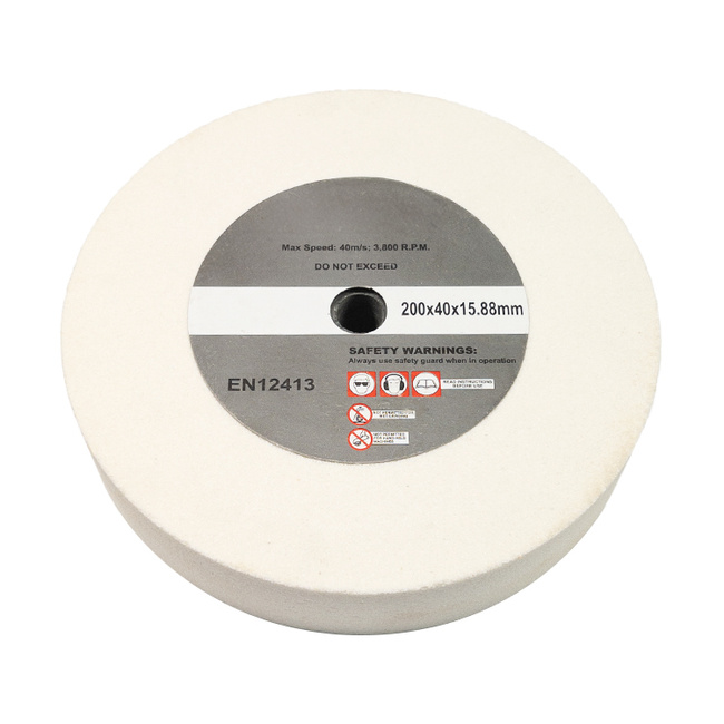 Kamień szlifierski biały szer. 40 mm, Ø 200 mm (8"), tlenek glinu, granulacja 100
