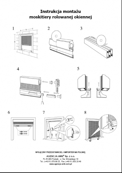 Moskitiera rolowana okienna 080x150 cm brązowa RAL 8014