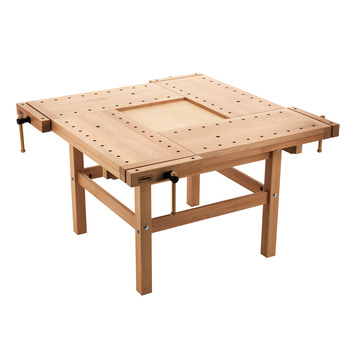 Stół stolarski do szkół 4-stanowiskowy z drewnianym stelażem SCHOOL-4 Sjobergs