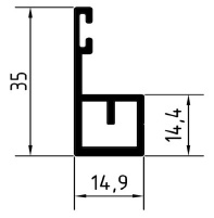 1a - Profil aluminiowy ramy (ościeżnicy) RT-V kolory RAL wymiar całkowity 32 x 10 mm (1szt.=3m)