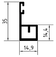 1a - Profil aluminiowy ramy (ościeżnicy) RT-V naturalny  wymiar całkowity 32 x 10 mm (1szt.=3m)